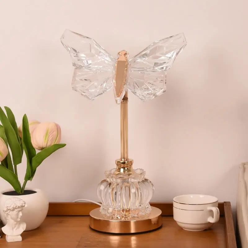 Butterfly Crystal Glass Table Lamp - SALT & LEMONS