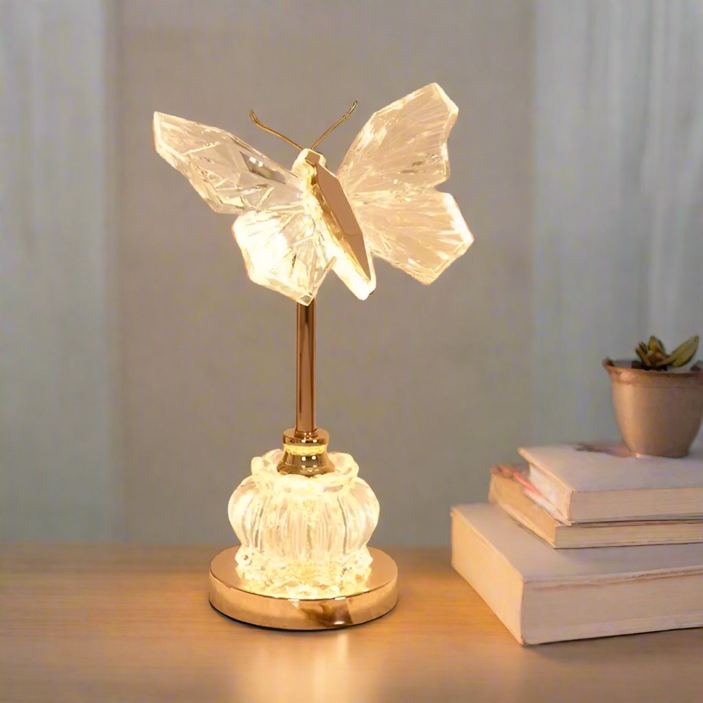 Butterfly Crystal Glass Table Lamp - SALT & LEMONS