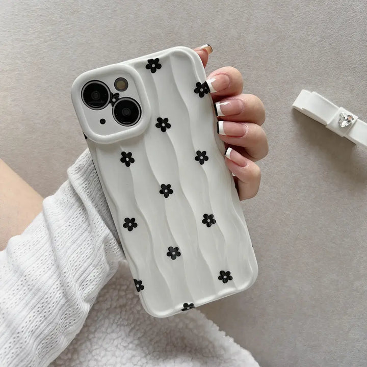 Floral Black and White Wavy iPhone Case SALT & LEMONS