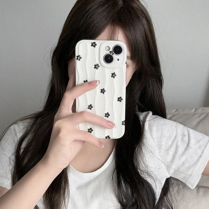 Floral Black and White Wavy iPhone Case SALT & LEMONS