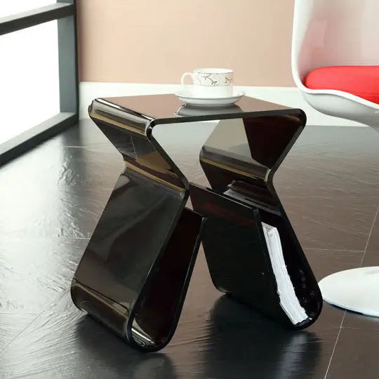 Simple Acrylic Transparent Side Table with Book Storage - SALT & LEMONS