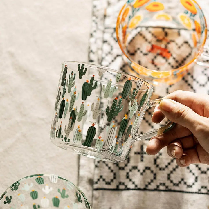Cool Cactus and Sweet Orange Vintage Glass Mugs - SALT & LEMONS