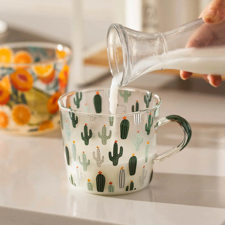 Cool Cactus and Sweet Orange Vintage Glass Mugs - SALT & LEMONS