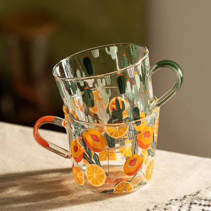 Cool Cactus and Sweet Orange Vintage Glass Mugs - SALT & LEMONS