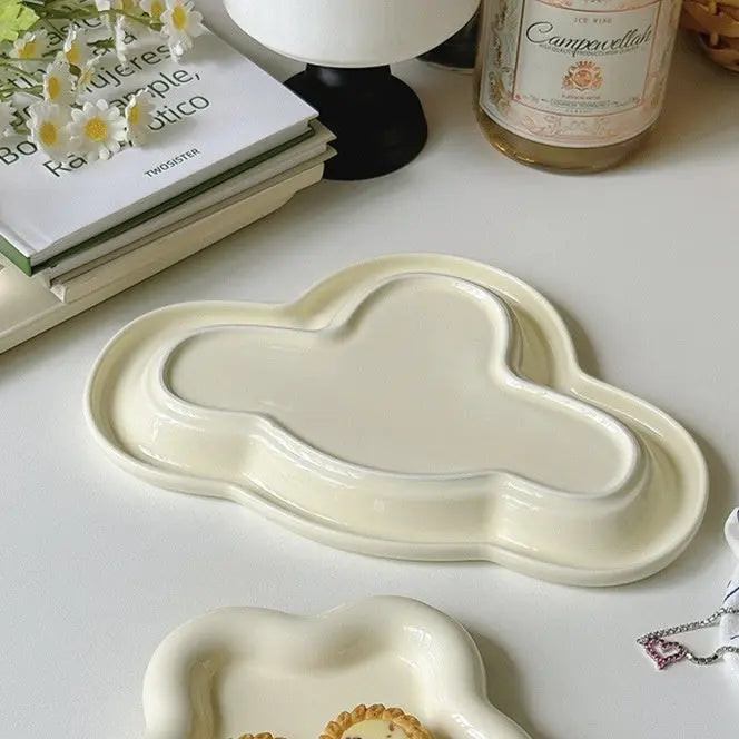 Cute Cream Cloud Stylish Ceramic Plate - SALT & LEMONS