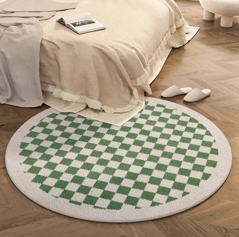 Solid Border Multi Color Checkerboard Rugs - SALT & LEMONS