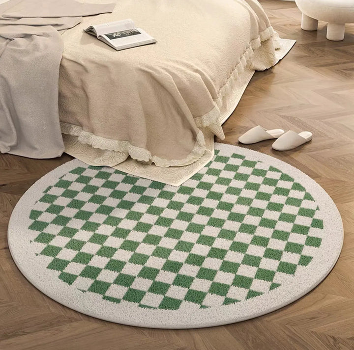 Solid Border Multi Color Checkerboard Rugs - SALT & LEMONS