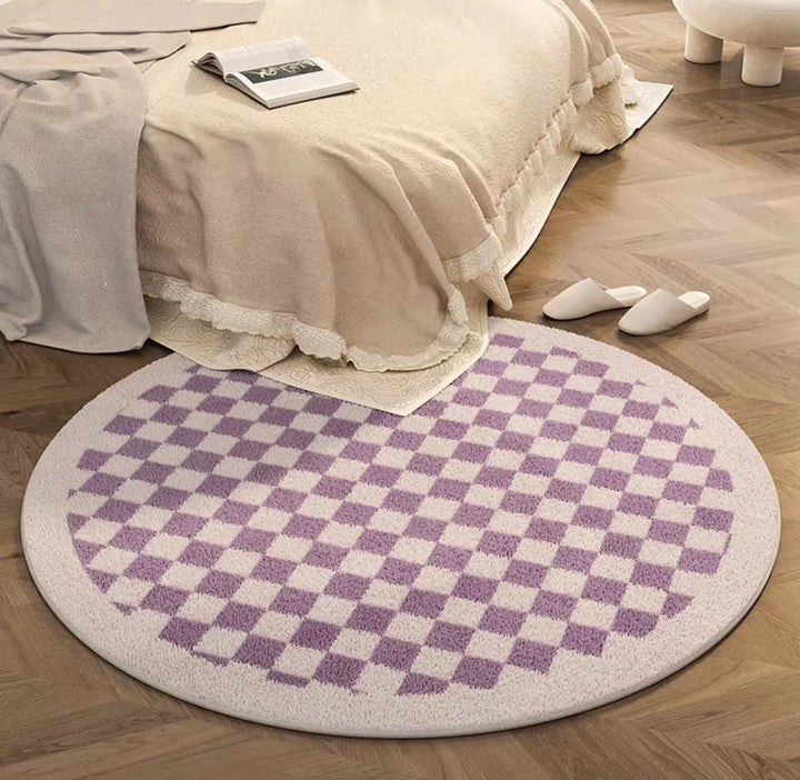 Solid Border Multi Color Checkerboard Rugs - SALT & LEMONS