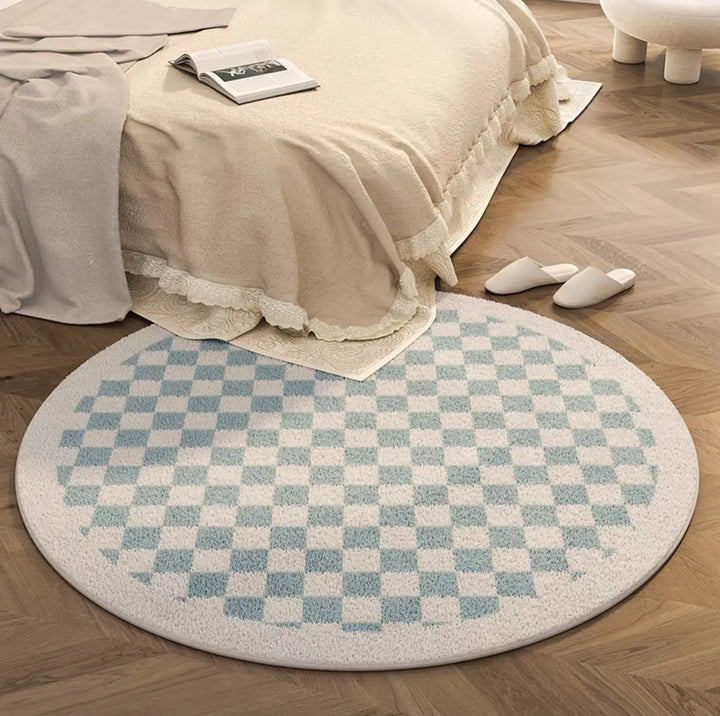Solid Border Multi Color Checkerboard Rugs - SALT & LEMONS