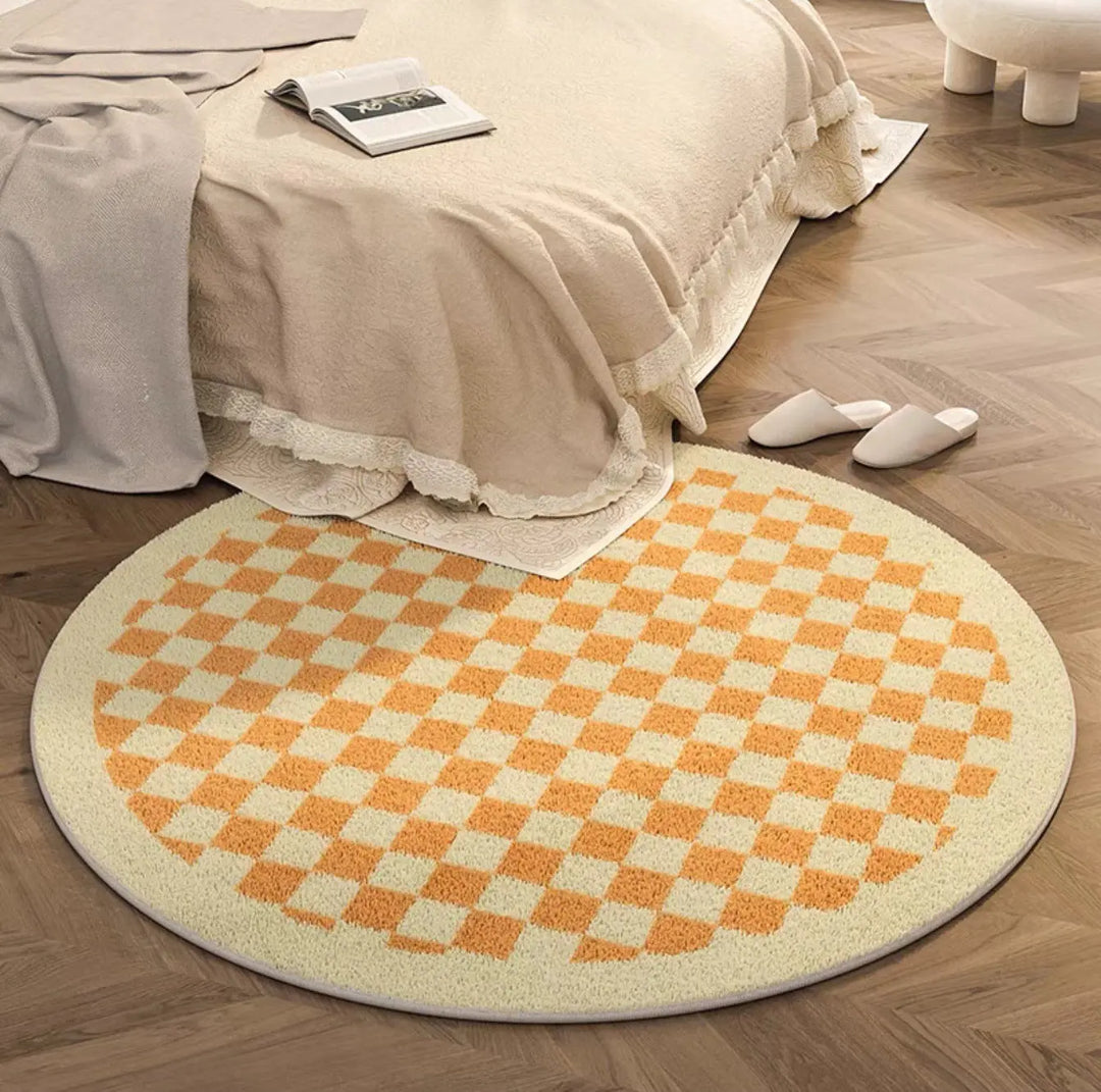 Solid Border Multi Color Checkerboard Rugs - SALT & LEMONS