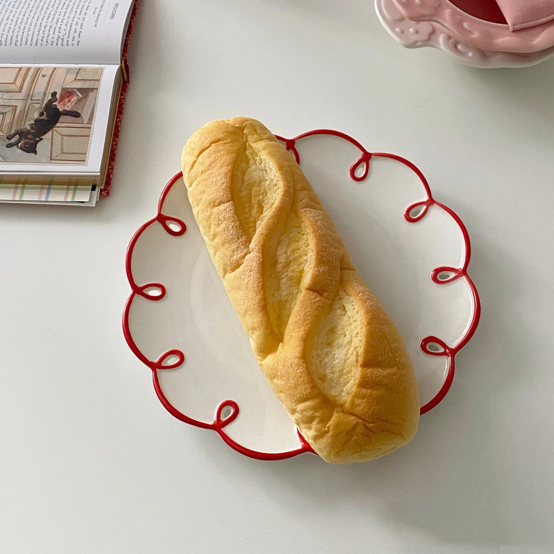 Vintage Ceramic Red and White Eggy Bread Set - SALT & LEMONS