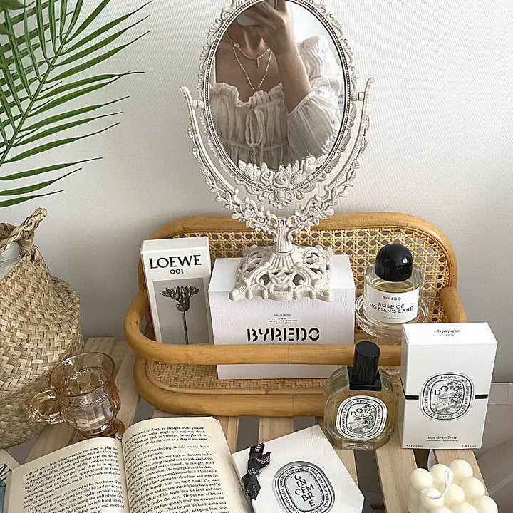 Vintage Luxe Carved Flip Makeup Mirror - SALT & LEMONS
