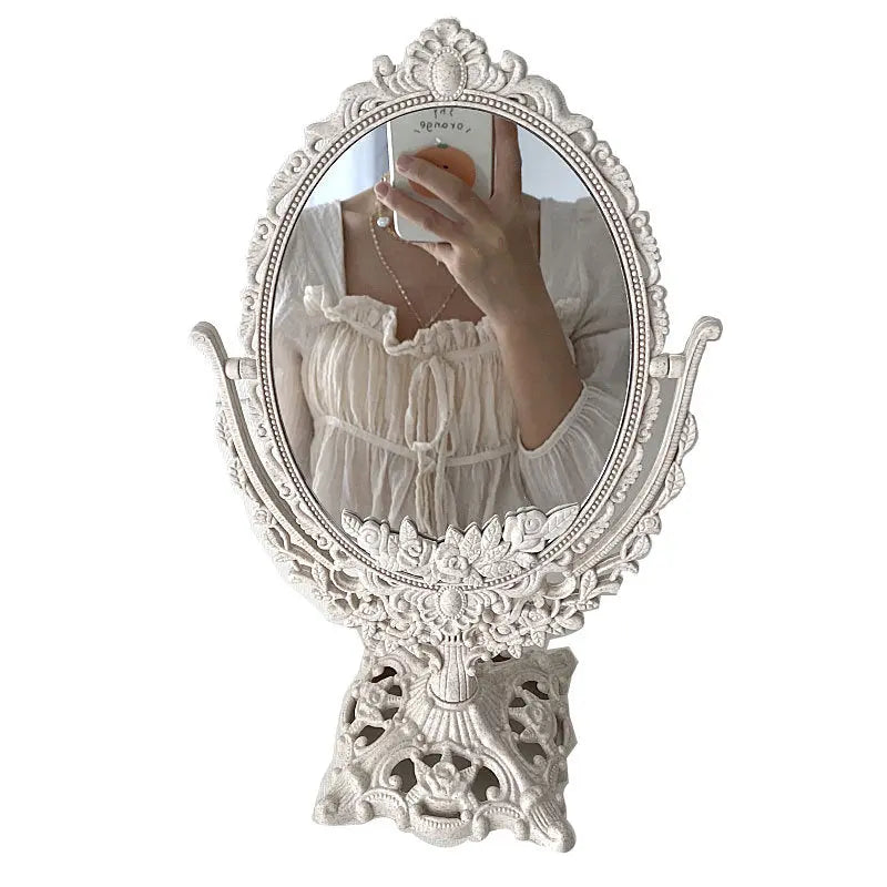 Vintage Luxe Carved Flip Makeup Mirror - SALT & LEMONS