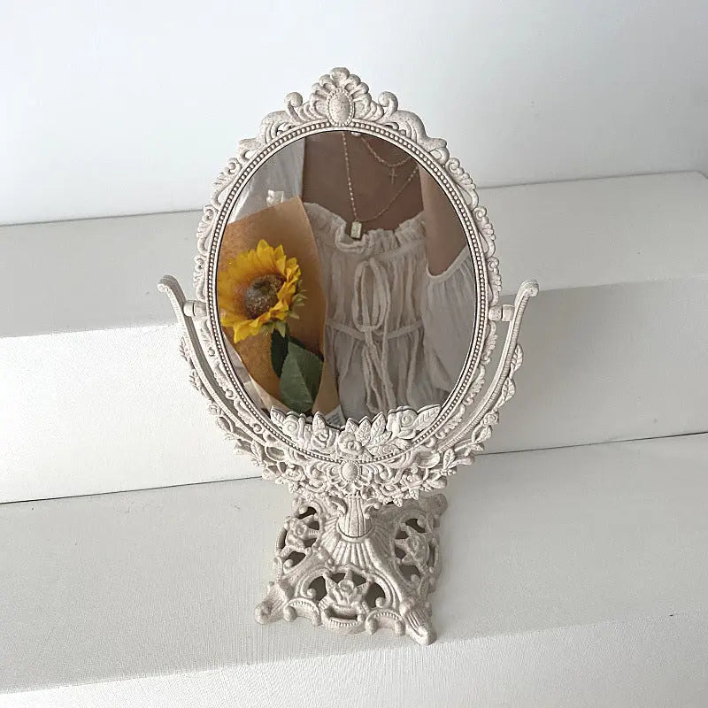 Vintage Luxe Carved Flip Makeup Mirror - SALT & LEMONS