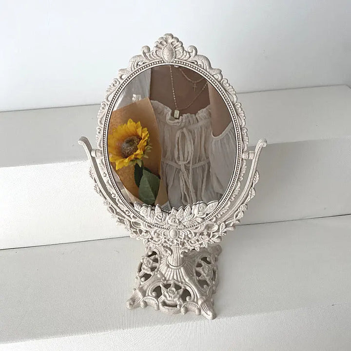 Vintage Luxe Carved Flip Makeup Mirror - SALT & LEMONS